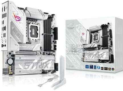 ASUS ROG Strix B860-G Gaming WiFi, Scheda Madre Intel mATX, 14+1+2+1 Fasi di Alimentazione, Slot DDR5, PCIe 5.0, Adatta per PC AI-Advanced, 4 Slot M.2, WiFi 7, AI Networking II, Aura Sync RGB, Bianca