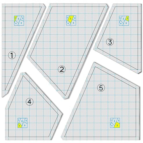 Quilt-Lineale, 5-teiliges Set, Acryl, kreative Quilt-Vorlage zum Schneiden von Mustern, perfektes Quiltzubehör für Nähmaschine (1–5)