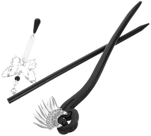 NOLITOY 2pièces Bois Pour Cheveux Épingles à Chignon Japonaises Artisanales Avec Décorations Et Lune Accessoires Élégants Pour Coiffures De Femme