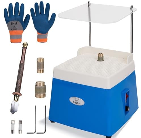 Mini-Buntglas-Schleifer, automatische Wasserfüllung, Anti-Staub, 220 V, 4200 U/min, bürstenlose Motordrehzahl, einstellbare Präzisions-Kantenformschleifer für Glaskunst, Fliesen, Schmuck, Mosaik