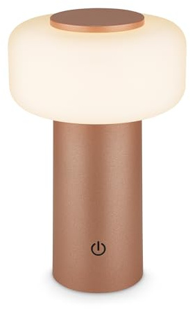 BRILONER - Rechargeable LED table lamp IP44 with touch, dimmable, replaceable battery, LED light, battery table lamp, bedside, no cord, outdoor, 13x20.6 cm, coffee