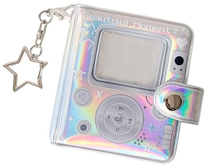 UncleS Fotokarten-Binderalbum, Minis-Fotoalbum mit Schlüsselanhängern, Mini-Fotokarten-Bücher-Halter mit Anhängern, DIY-Schlüsselanhänger, 32 Taschen, Kartenhalter, Schlüsselanhänger