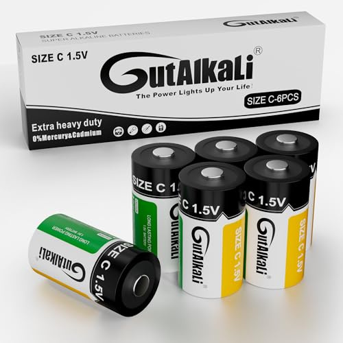 GutAlkaLi Batterien C Baby, 6 Stück, Longlife Power, Alkaline, 1,5V Alkaline Batterien C für Alltagsgeräte