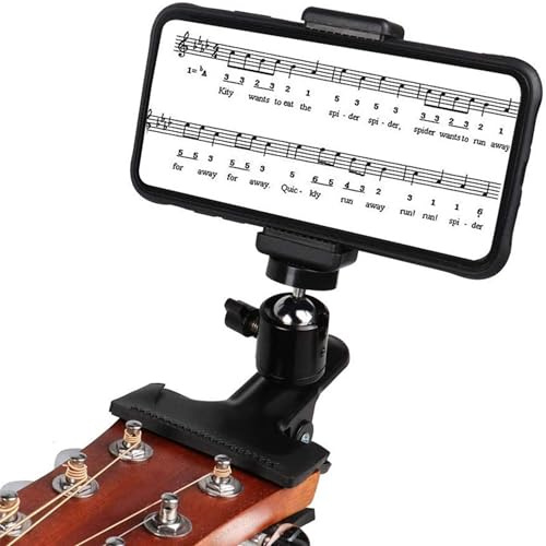 Gxdamxz Gitarren Handyhalter, Gitarre Halterung 360° Drehbar Verstellbar, Universelle Telefonhalter ​für Bass, Ukulele