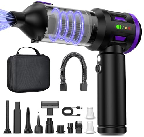 PuSudar Aspirateur à Main, 22000PA Aspirateur Voiture sans Fil Puissant, 220000 TR/Min Moteur sans Balai, 4 en 1 Niveaux Réglables pour Poils d'animaux, Voiture, Maison, Violet