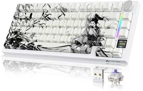 YINDIAO Attack Shark X820 Ultra Teclado Mecánico Gasket con Pantalla TFT y Perilla, Diseño ANSI 75%, 2,4 GHz/BT/Cableado, 5 Espumas Insonorizantes, Hot Swap, para PC,Mac (Guerrero Oscuro)