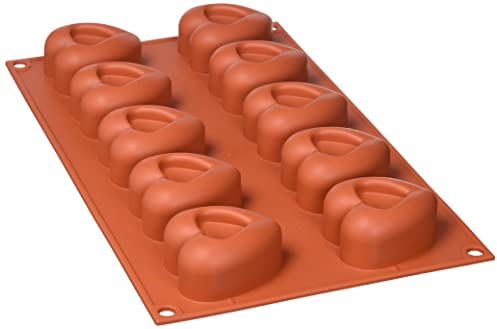 Silikomart Molde de Silicona No. 10 Savarin en Forma de corazón, marrón, M