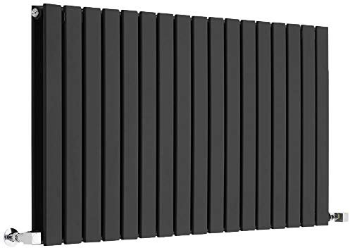 Milano Alpha Black Horizontal Double Flat Panel Radiator - 635mm x 1190mm
