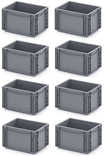 Auer Packaging 8x Eurobehälter 30 x 20 x 17 grau inkl. gratis Zollstock 8er Set