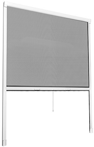 TecTake® mosquitera Ventana Ajustable, Malla mosquitera Enrollable, mosquitera Tela, Red antimosquitos Ventana, Resistente a la Intemperie, instalación fácil Interior/Exterior - 110 x 160 cm Blanco
