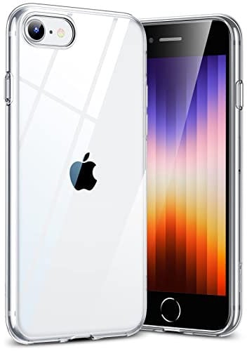 ESR Clear Silicone Case Compatible with iPhone SE 3 (2022) / SE 2 (2020) Case, and iPhone 8/7, Thin Soft TPU Transparent Protective Cover, Yellowing Resistant, Clear
