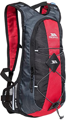 Trespass Mirror, Red, Lightweight Hydration Backpack / Rucksack 15L with 2L Water Reservoir & Hip Strap, Red