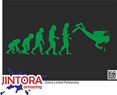 JINTORA - Autoaufkleber Tuning - Auto Aufkleber - Evolution Taucher Schnorcheln - 210x66 mm - Auto Sticker Bus Fenster Heckscheibe Camper wetterfest Outdoor Sticker Auto Deko LKW Tuning - grün