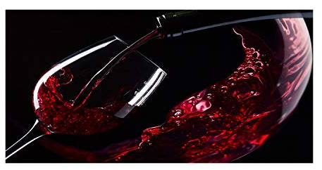 Tulup Glas-Bild Wandbild aus Glas - Wandkunst - Wandbild hinter gehärtetem Sicherheitsglas - Dekorative Wand für Küche & Wohnzimmer 100x50 - Essen & Getränke - Rotwein - Rot