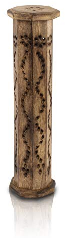 Räucherstäbchenhalter aus Holz und Kegelbrenner, Turm, groß, organisch, umweltfreundlich, Aschefänger, Agarbatti-Halter, rustikaler Stil, handgeschnitzt für Meditation, Yoga, Aromatherapie, Zuhause