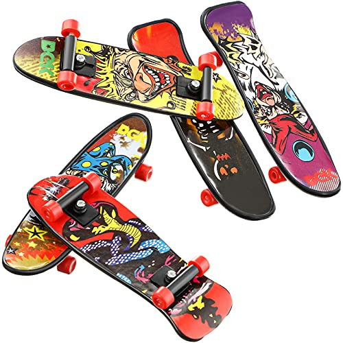 Sumind 4 Stücke Mini Finger Skateboard, Griffbretter Spielzeug Deck LKW Finger Skateboard für Teenager Party Gefallen Taschen Füllstoffe