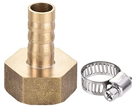 sourcing map Raccord de tuyau cannelé en laiton 12 mm x G3/4 femelle avec collier de serrage et rondelle