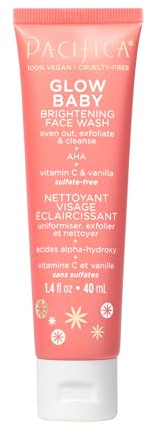 Pacifica Mini Glow Baby Brightening Facial Cleanser 1.4 oz – Vitamin C & Glycolic Acid (AHA) Face Wash– Daily Cleanser for Anti-Aging Exfoliating for Smooth, Even Glowing Skin Vegan Clean Beauty