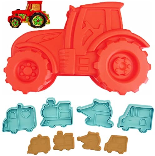 NC Taizer Tractor Car Silicone Mould for Baking Children's Birthday Cake - 3D Motif for Ice Chocolate Bread Dessert Pudding htljdgmj-23