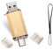 Type C USB Stick 64gb, OTG USB C Speicherstick 64GB 2-in-1 Type C Flash Laufwerk 64 GB Mini Memory Stick Externe Pen Drive für MacBook Pro, Android Handy, Pad, Laptop UND Computer (Gold)