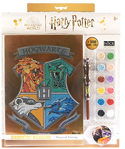 DIAMANTINY Harry Potter - Wizarding Stand Together Casas de Hogwarts - Kit crea el mosaico, Actividad de arte de cristal, Diamond Painting, 1 Cuadro A4