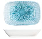 H&H Neptune - Plato rectangular de porcelana, 12 cm, diseño moderno y elegante, color azul