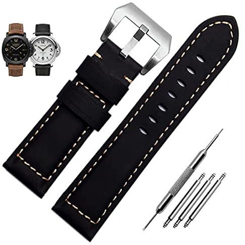 Niziruoup 20mm 22mm 24mm 26mm Herren Leder Uhrenarmband kompatibel mit Panerai Watch Band Vintage Premium Grain Ersatzarmband