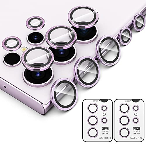 Simpeak 2 Set Camera Lens Protector Compatible with Samsung Galaxy S23 Ultra 5G 6.8 2023, Individual 9H Tempered Glass Camera Metal Case for S23 Ultra 6.8 [Installation Tray]
