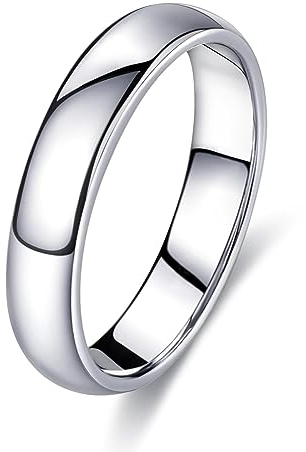 FUNEIA Silber Band Ring Damen Herren 1-8mm Breit Edelstahl Ringe für Männer Frauen Simpel Polierte Trauring Ehering Verlobungsring Daumenring Finger Ring Größen 52, 54, 57, 60, 62, 65, 67