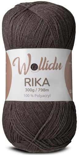 Wollidu Rika Garn zum Häkeln und Stricken 300g / 798m Strickgarn 100% Polyacryl Häkelgarn Schiefer Grau