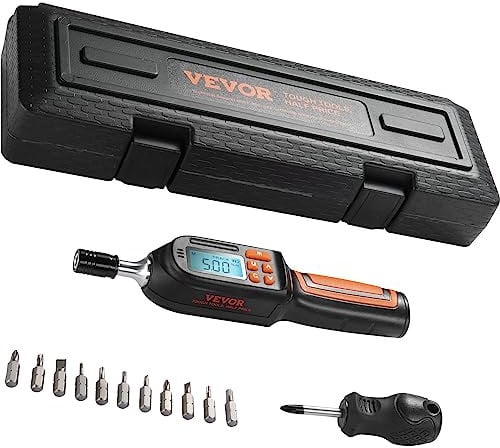 VEVOR Set di Chiavi per Cacciavite Dinamometrico da 1/4 Gamma di Regolazione Coppia 2,65-70,67 pollici-libbre, Cacciavite Dinamometrico con Incremento 0,01Nm, Set Punte per Cacciavite Dinamometrico