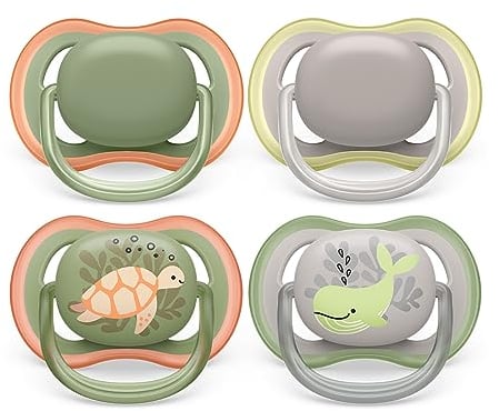 Philips Avent chupete ultra air: 4 chupetes ligeros y transpirables para bebés de 6 a 18 meses, sin BPA y con funda de transporte esterilizadora (modelo SCF085/66)
