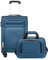 COOLIFE Koffer Trolley Koffer Reisekoffer von 4 Rollen Stoffkoffer Handgepäck TSA-Schloss Der Koffer Enthält 1 Große Umhängetasche (Handgepäck-Set 2tlg, blau+Silber)