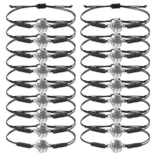 Newellsail Volleyball-Armbänder Verstellbares Sport Charm Armband Geflochtenes Seil-Armband Freundschaftsarmband für Jungen Mädchen Teenager Erwachsene Teamspieler 18 Stück