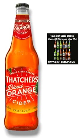 Thatchers Blood Orange Cider 6 x 500ml - Sweet & Juicy 4% Vol. - inkl. Haus der Biere Berlin Bierdeckel