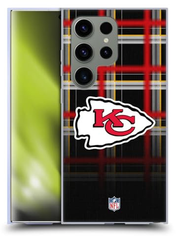 Head Case Designs Offizielle NFL Ombre Schwarzes Plaid Kansas City Chiefs Art Soft Gel Handyhülle Hülle kompatibel mit Samsung Galaxy S24 Ultra 5G
