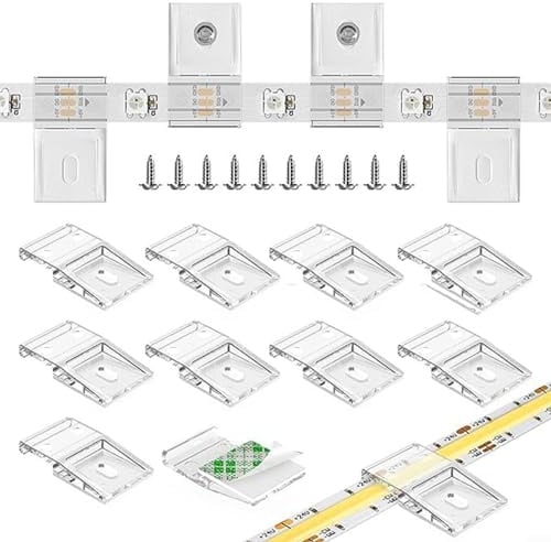Sileduove 20 Stück Transparente Lichtstreifen-Clips selbstklebend mit Schrauben Montage Klammern Halter, LED starke Befestigung Clips