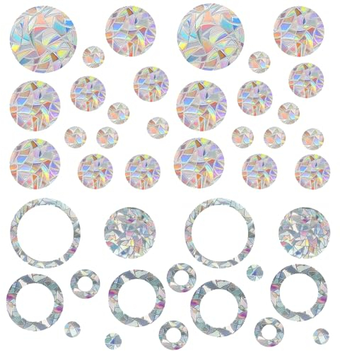 SNONESIY 42 Pcs Suncatcher Sticker,Fensterbilder,Prisma Fensteraufkleber,Anti-Vogel-Regenbogen-Fensterfolie, Reflektierender Aufkleber,Anti-Vogel-Antikollisions-Fensteraufkleber,Verhindert, YJLWD26