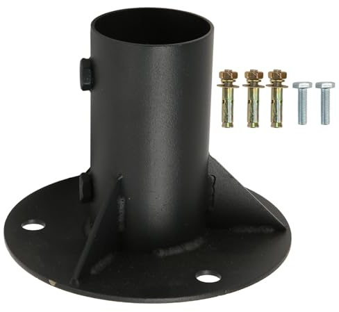 Tyenaza Kettenglied-Zaunmast-Bodenflansch, Schwere, Solide Zaunpfosten-Betonhalterung Mit Schrauben Zum Halten von Zaun-Briefkastenfahnen-Rundpfosten(52MM)