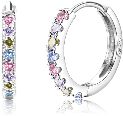 LOLIAS Creolen Silber 925 für Damen Mädchen - Kleine Zirkonia Ohrringe Sterling Silber Huggie Hypoallergen Schlafen - Kinder