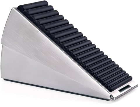 Strongest Large Door Stopper, Heavy Duty Door Stop Wedge Tall Door Stoppers for Bottom of Door, Tall Up to 3 Inch High Adjustable Spring Loaded Stainless Steel+Rubber Door Stop Suits Any Heavy Door