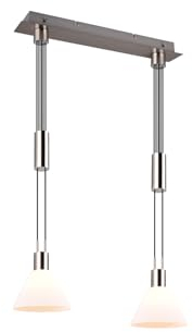 meineWunschleuchte Pendelleuchte höhenverstellbar 2-flammig mit Glasschirmen Weiß, Breite 55cm