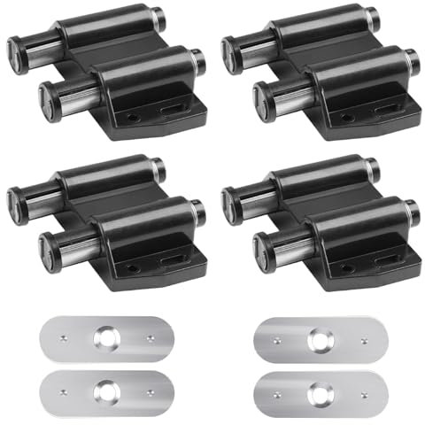 Push to Open Door Catches for Cabinet Magnetic Door Catch Black Double Magnetic Pressure Touch Release Catches Latch for Open and Close The Door with a Single Push Including Fixing Screw (4 Pack)