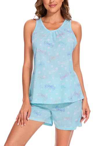 CHUNG Women's Short Pajama Set Cotton Tank Tee Top Pjs Shorts Cute Animals Print Summer Plus Size