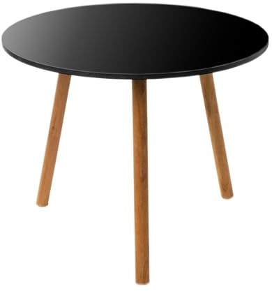 Spetebo Holz Beistelltisch oval schwarz - 45 x 35 cm - Deko Couchtisch mit 3 Beinen - Sofatisch Kaffeetisch Blumenhocker Pflanzenständer rund