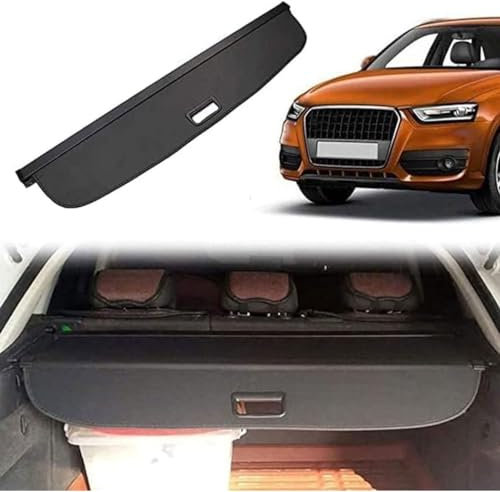 MINGRUILIHAI Auto Einziehbarer Laderaumabdeckung für Audi Q3 2013-2017, Kofferraumabdeckung Rollo Privatsphäre Cargo Abdeckung Kofferraum Ablagen Hutablage