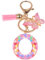 YPYMOD Nom Lettre Initiale Porte-clés, Pompons Papillon Monogramme Porte-clés, Rose(O)