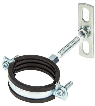 tecuro Schraubrohrschelle M8 Spannbereich 40-43 mm verzinkt, inkl. Gewindestift M8 x 40 mm und Befestigungsplatte, mit Gummi Schallschutzeinlage - Kombi-Set 524043-S Rohrbefestigung Rohrschelle
