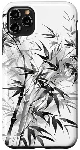 iPhone 11 Pro Max Bamboo Leaves Sumi-e Suibokuga Monochrome Ink Painting Case