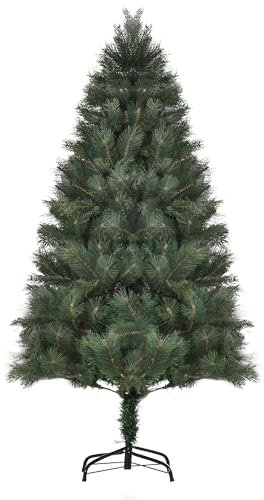HOMCOM Künstlicher Weihnachtsbaum, 180 cm Christbaum mit 375 Spitzen, Metallständer, realistisches Aussehen, für Weihnachtsfest, Indoor, Grün